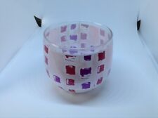 modernes Teelicht/ Teelichthalter aus Glas weiß lila rot Höhe 7 cm