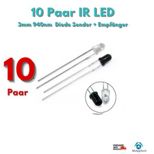 10 Paar IR LED 3mm 940nm Infrarot Emittierende Diode Sender + Empfänger