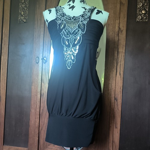 Kleid schwarz silber - kleid, xs