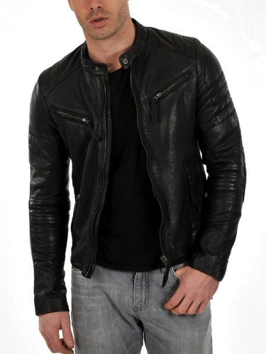 Herren schwarze lederjacke - schwarze,