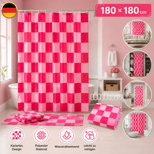Kariert duschvorhang rosa - kariert,