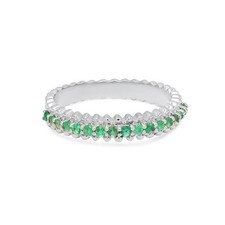 Natürlicher Smaragd Edelstein Halbe Ewigkeit Band Damen Ring 18k Echt Weißgold