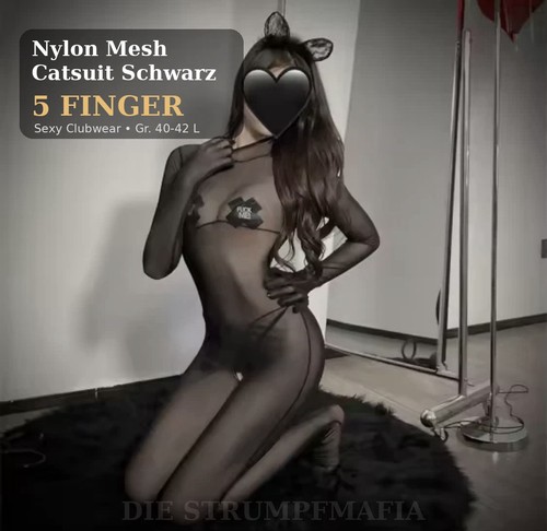 Nylon mesh overall catsuit - xl,