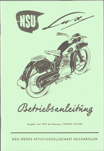 Betriebsanleitung nsu lux a - lux,,