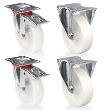 TRANSPORTROLLEN WEISS PP Bockrollen Lenkrollen mit BREMSE 75 100 125 mm