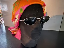 Vintage Ray Ban Sonnenbrille - oval – schmal - Metallrahmen silber - Gläser grün