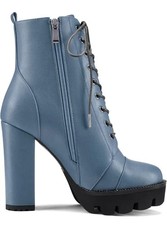 Gr.37 HEUIVZAR Damen Plateau Plattform Stiefeletten Hoher High Blockabsatz Chun