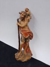 Heiliger Christopherus mit Jesuskind geschnitzt bemalt 12 Cm Holzfigur Heiliger