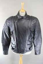 20-20 KLASSISCHE SCHWARZE LEDER BIKER JACKE 42-44 ZOLL BRUSTUMFANG