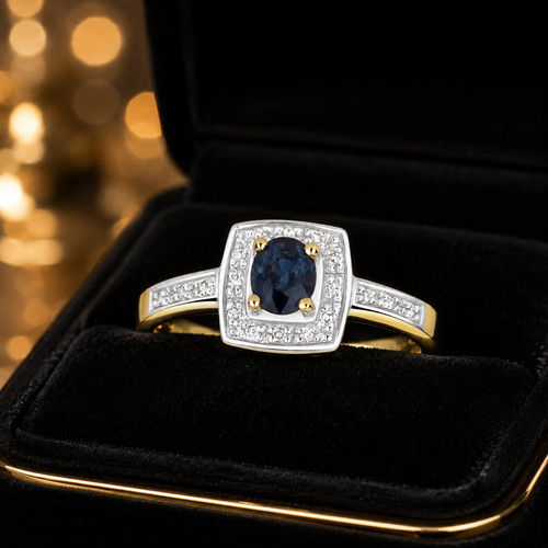 Ovaler saphir diamant ring - saphir,