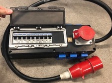 Stromverteiler CEE 32A Vollgummi auf 16A Schuko mit LS-Schalter und FI, H07RN-F