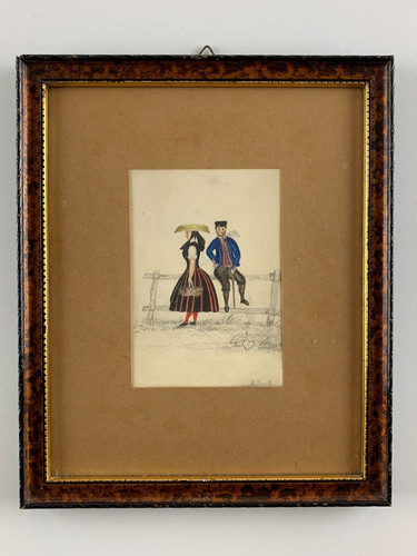 Biedermeier aquarell 1859 - biedermeier,