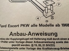 Peka Anbau Anweisung Ford Escort ab 1968,Typ R103,Anhängerkupplung