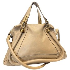 Chloe Hand Schultertasche Beuteltasche Handtasche 2-Wege Paraty Leder beige a...