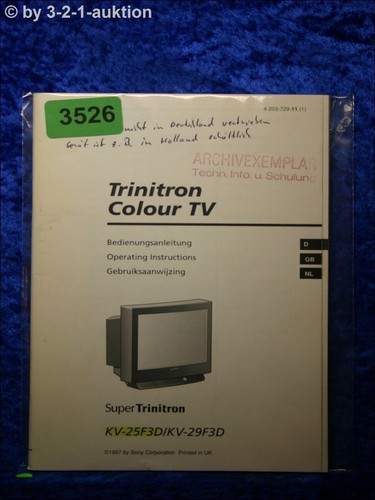 Sony bedienungsanleitung - bedienungsanleitung, kv