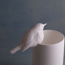 ROTKEHLCHEN Deko-Object Vogel weiß von KLATT OBJECTS, L 11 cm H 8 cm, Porzellan