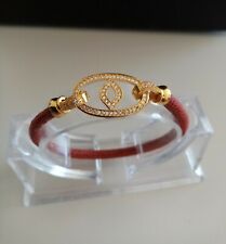 Schmuck Armband Nappa Leder Echsen Prägung rot mit Kristall Verschluss 18 cm