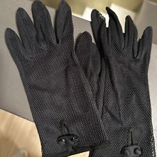 Damen Stoff Netzhandschuhe Schwarz