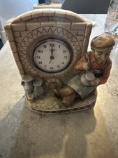 Vintage Tischuhr Keramik Figur