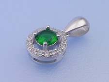 Echt 925 Sterling Silber rhodiniert Anhänger mit Zirkonia Steinen weiß grün rund