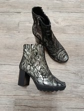 "Josef Seibel" Stiefel Gr 37 Plateau Grau Hingucker Neu mit Blumenmuster 