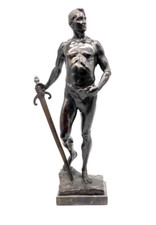 ❗️Paul Ludwig Kowalczewski 47,5cm Bronzeakt Junger Krieger mit Schwert ca.1900❗️