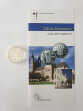 10 Euro Silbermünze Deutschland 2005, 1.200 Jahre Magdeburg, PP OVP mit Folder