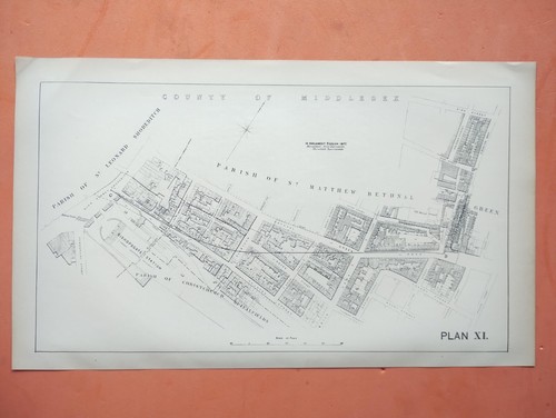 1898 antike karte von bethnal - antike,