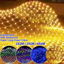 LED Lichternetz 2x2m 6x4m Weihnachten Lichtervorhang Lichterkette Außen Xmas
