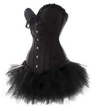 Corsage Kleid Mini Rock Korsett Tutu schwarz Gothic Wäschebeutel