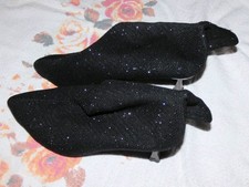 damen high heels Stiefellettenl Größe 40 Schwarz mit Glitzeroptik Absatz 5,0 cm