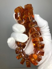 Vintage Halskette Natur Bernstein 182 Gr. Damen Baltische Bernsteinkette 50er