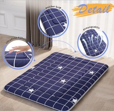 Kiseely Japanische Futon Matratze, faltbare Tatamimatte, 150x100cm, blau-kariert