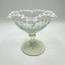 Glas Schale Fußschale Glashütte Fenne Ewald Pressglas Opalglas Jugendstil Antik