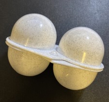 Eierbehälter 2-fach granit-weiß aus Kunststoff, Eierträger Eierdose Ostprodukt