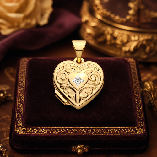 Gold herz medaillon - herz,