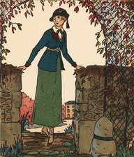 MODE - Gazette du Bon Ton - Puis-je entrer? - Jagdkostüm - Pochoir, 1913