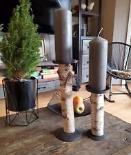 2er Set  Kerzenhalter Leuchter  Birkenstamm 22 und 33 cm hoch