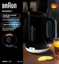 Braun WK1100BK Wasserkocher schwarz/weiß 1,7L, 2200 Watt GEHÄUSE ZERKRATZT