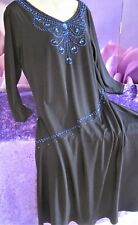 wunderbares Kleid schwarz Gr. 21/42 Miamoda Slinky azurblaue Perlen & Strass