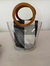 Damen Tasche Transparente Handtasche  2 Füllungen: Weiß/Rosa Schwarz /Grau/Weiß