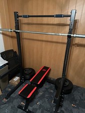 Home Gym Neuwertig, Squat Rack, Olympia Langhantel, Hantelbank, Gewichte, SQMIZE