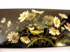 Alte Lackdose handbemalt Vogel