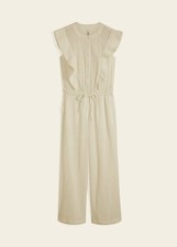 Jumpsuit Gr. 46 Weiß Damen Sommer-Overall Hosenanzug Einteiler Ärmellos Neu*