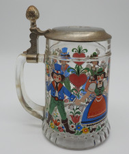 Vintage Glas  Bierkrug mit DPG Posthorn  Deutsche Postgewerkschaft auf Zindeckel