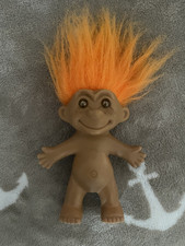 Troll Kunststoff Puppe orange Haare 90er Vintage Retro 12 cm