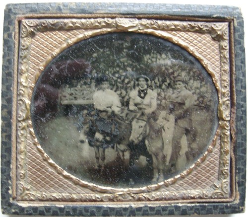 Daguerreotypie drei personen - daguerreotypie,
