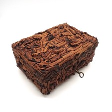 SEHR SELTENE ANTIKE DEUTSCHE SCHWARZWÄLDER VOLKSKUNST WURZELHOLZ SCHMUCKKÄSTCHEN 1890