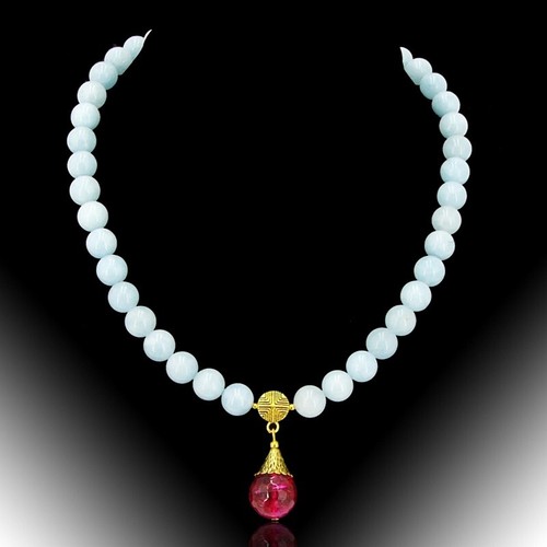 Hellblau angelit kette - hellblau, angelit-kette