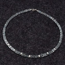 Aquamarin Halskette, Edelsteinkette (K2216), mit 925er Silber, AAA-Qualität
